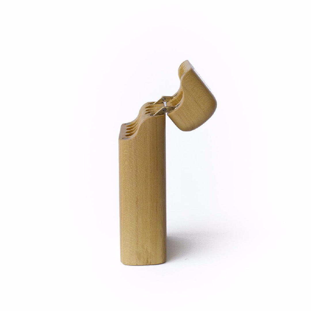 Handcrafted wooden cigarette" holder box with a sleek and classic design, perfect for storing and carrying cigarettes in style and safety"