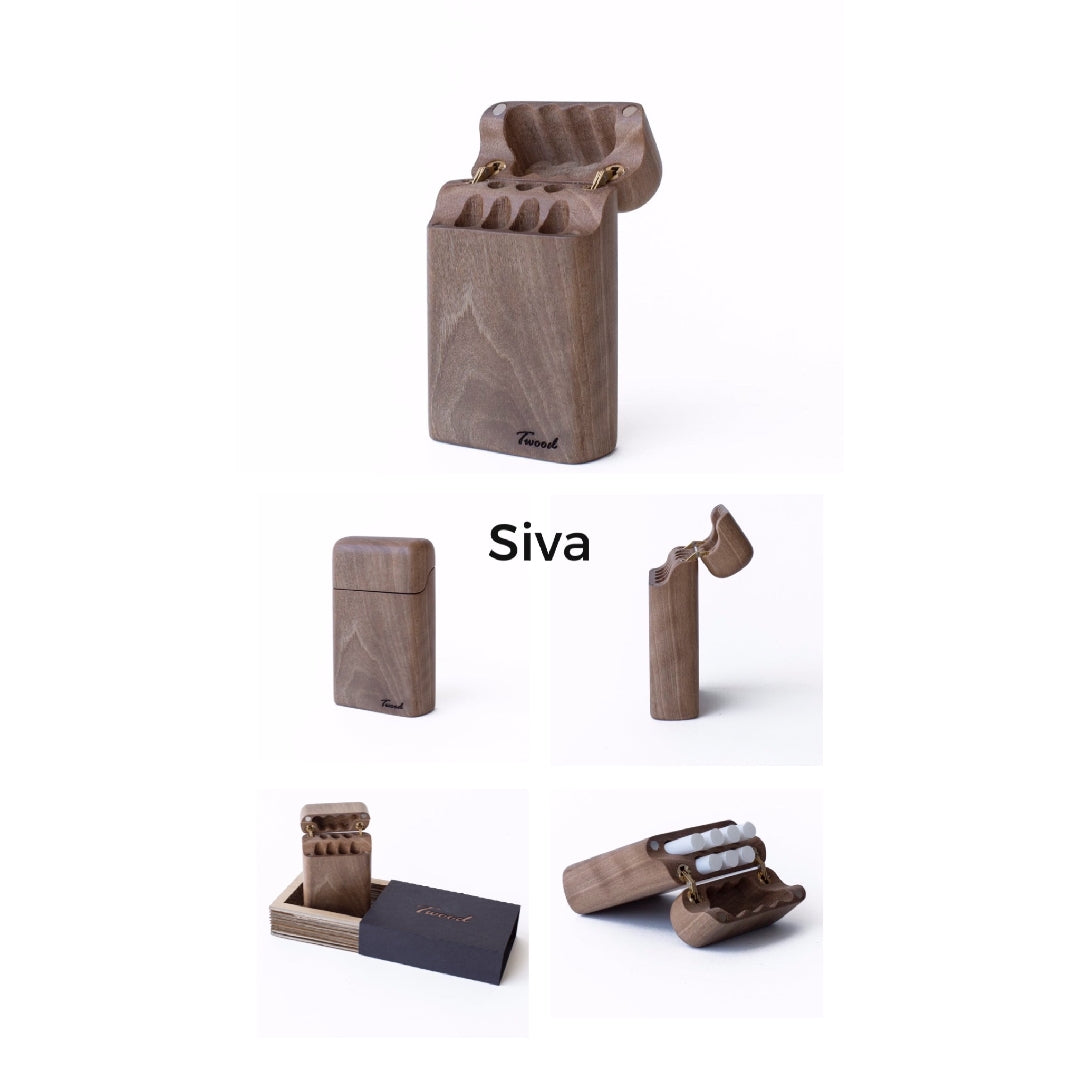 Handcrafted wooden cigarette" holder box with a sleek and classic design, perfect for storing and carrying cigarettes in style and safety"